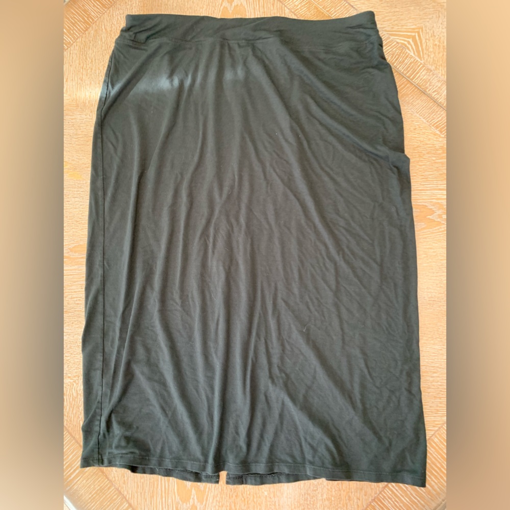 J Jill Wearever Collection Maxi Skirt Large Petite Pull On  Black Slit Waist 38”